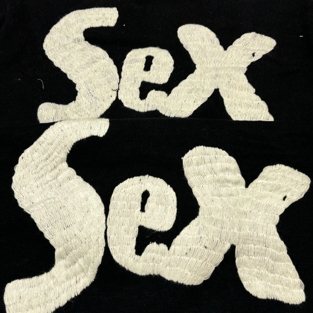 Proof VS genuine SAINT Mxxxxxx × Sex Pistols SP_CREW KNT/IAMA/BLK SEX PISTOLS band joint model destruction hand embroidered sweater black S-XL
